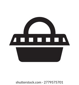 Shopping basket icon solid black silhouette with shopping silhouette purchase commerce container groceries interface handlebar logotype carryall