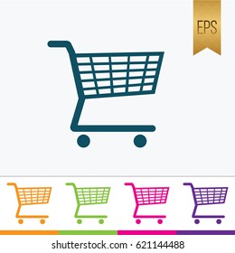 Shopping Basket Icon Symbol Vector Illustration and Different Color Version
