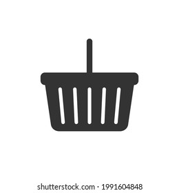 Shopping basket icon symbol. Web store button. Online shop logo sign. Vector illustration image. Black silhouette isolated on white background.
