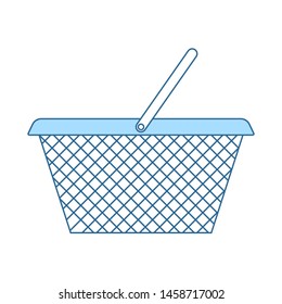 Shopping Basket Icon. Thin Line With Blue Fill Design. Vector Illustration.