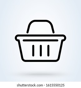 Shopping basket icon thin line. Simple vector modern icon design illustration.
