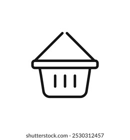 Shopping basket icon Thin line art isolated