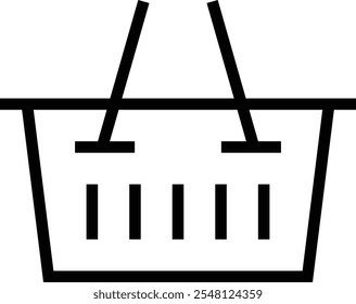 icono de cesta de la compra. Diseño de estilo lineal delgado aislado sobre fondo blanco