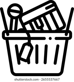 icono de cesta de la compra. Diseño De Estilo Lineal Delgado Aislado Sobre Fondo Blanco