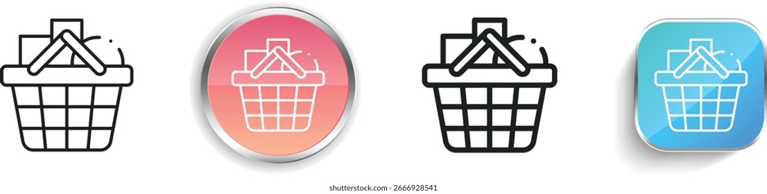 shopping basket icon. Thin Linear, Regular and Button Style Design Isolated On White Background
