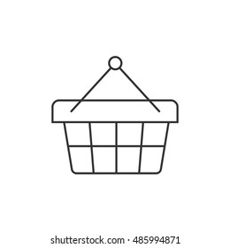 Shopping basket icon in thin outline style. Buying, ecommerce 