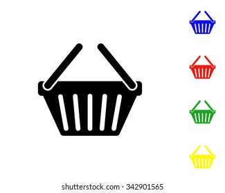 Shopping basket icon - vector colored set
