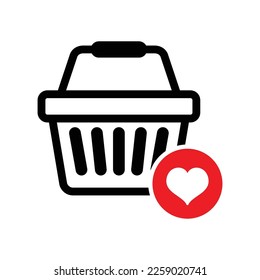 Plantilla de diseño vectorial de icono de cesta de compras