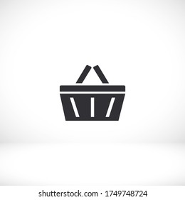Icono de la canasta de compras. Vector Eps 10. comercio de vectores de mercado de cestas. manejar la compra de elementos empresariales vacíos Diseño plano 