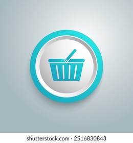 Icono de la cesta de la compra Vector plano símbolo logo azul Botón.Conceptos objetos para negocios tienda en línea