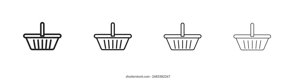 Gráficos del Vector del icono de la cesta de compras. iconos negros del vector del estilo