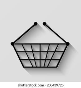 shopping basket icon - vector illustration with shadow on light background