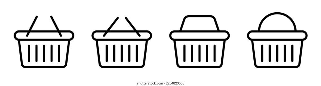 Shopping basket icon - vector illustration. Line style icon, expanded stroke.