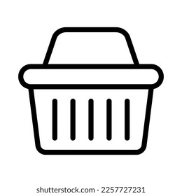 Shopping basket icon - vector illustration. Shop cart, bag, online purchase, retail vector illustration design on white background. Line style icon, expanded stroke.