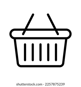 Icono de la cesta de compras - ilustración vectorial. Carro de taller, bolsa, compra en línea, diseño de ilustración de vector minorista sobre fondo blanco. Icono de estilo de línea, trazo expandido.