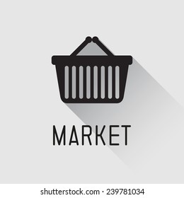 Shopping basket icon. Vector illustration, Market concept
