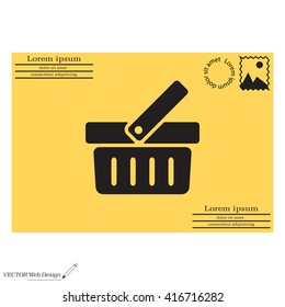 Shopping basket icon - vector illustration