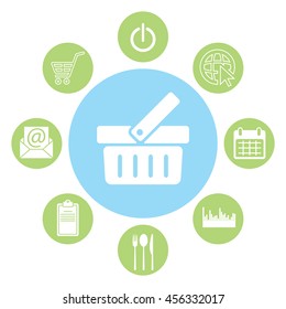Shopping basket icon - vector illustration