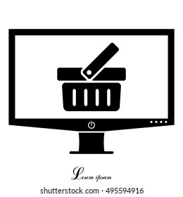 Shopping basket icon - vector illustration
