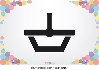 Shopping basket icon vector illustration eps10. Isolated badge  flat design for website or app - stock graphics.