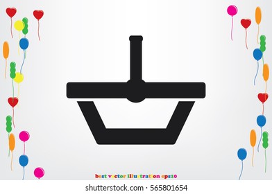 Shopping basket icon vector illustration eps10. Isolated badge  flat design for website or app - stock graphics.