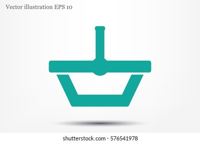 Shopping basket icon vector illustration eps10. Isolated badge  flat design for website or app - stock graphics.