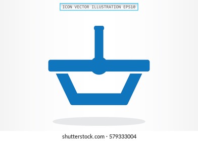 Shopping basket icon vector illustration eps10. Isolated badge  flat design for website or app - stock graphics.