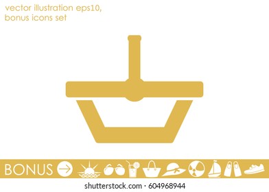 Shopping basket icon vector illustration eps10. Isolated badge  flat design for website or app - stock graphics