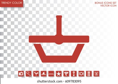 Shopping basket icon vector illustration eps10. Isolated badge  flat design for website or app - stock graphics