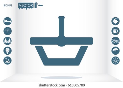 Shopping basket icon vector illustration eps10. Isolated badge  flat design for website or app - stock graphics