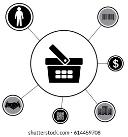Shopping basket icon - vector illustration