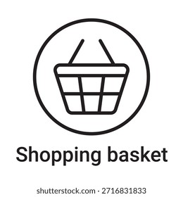 Icono de la cesta de la compra. Símbolo de línea de Vector para un Sitio web, tarjeta de producto, presentación y App móvil, embalaje o instrucción. Signo de esquema editable