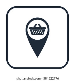 Shopping basket icon, web design element