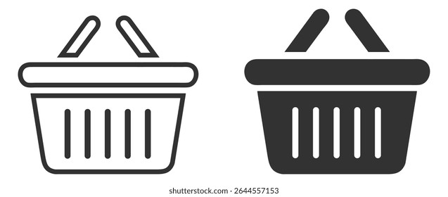 **Shopping basket icons collection. Grocery cart symbols. Market and store buy pictograms. Flat vector illustration on transparent background**
