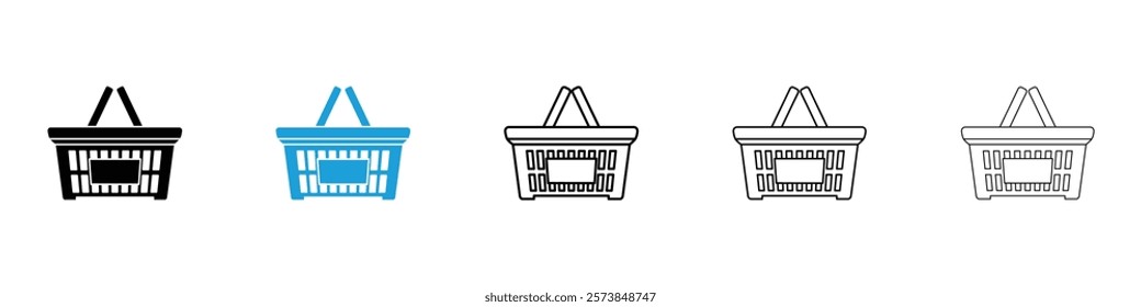 Shopping basket icons in filled and 3 stroke weights