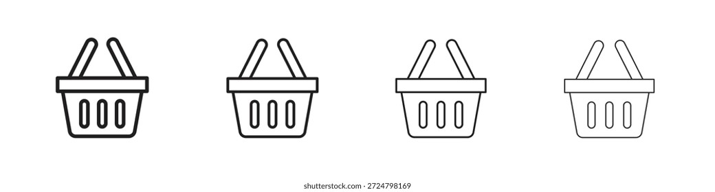 Shopping basket icons line vector collection. Pixel perfect vector icon