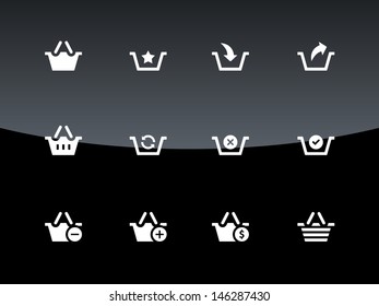 Shopping Basket icons on black background. Vector illustration.