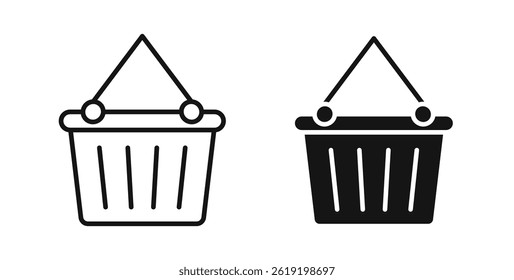 Shopping basket icons set in black colors on white background