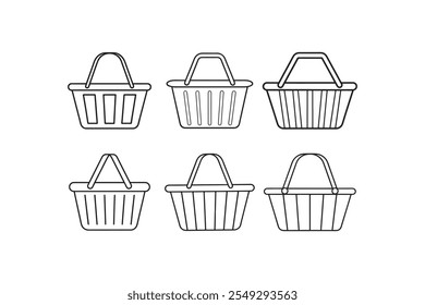 Shopping basket icons set. Shopping basket line icon. linear style sign for mobile concept and web design. Wire basket outline vector icon. Symbol, logo Vector illustration.