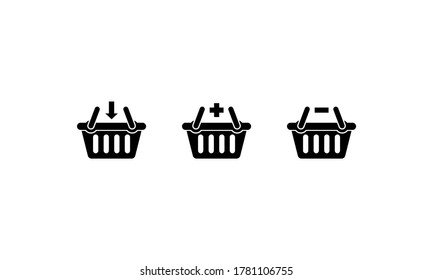 Shopping basket icons set. Vector on isolated white background. EPS 10.