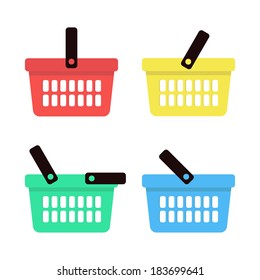 Shopping basket icons set. Vector illustration