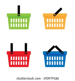 Shopping basket icons set. Vector illustration