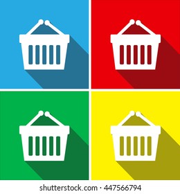 Shopping basket icons set. Vector illustration