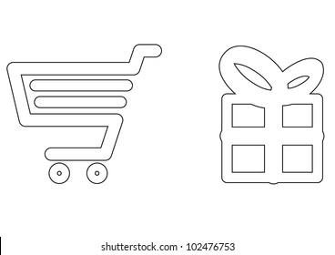 Shopping basket icons - vector contour illustration