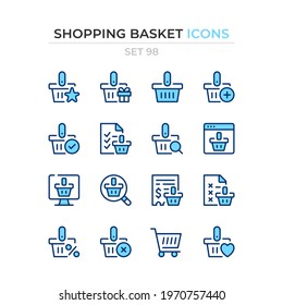 Shopping basket icons. Vector line icons set. Premium quality. Simple thin line design. Modern outline symbols collection, pictograms.