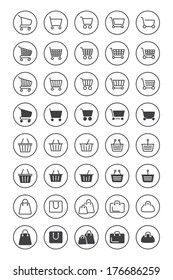 Shopping basket icons for web design. vector