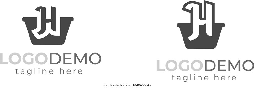 Shopping Basket And initial H latter logo design vector Illustration .