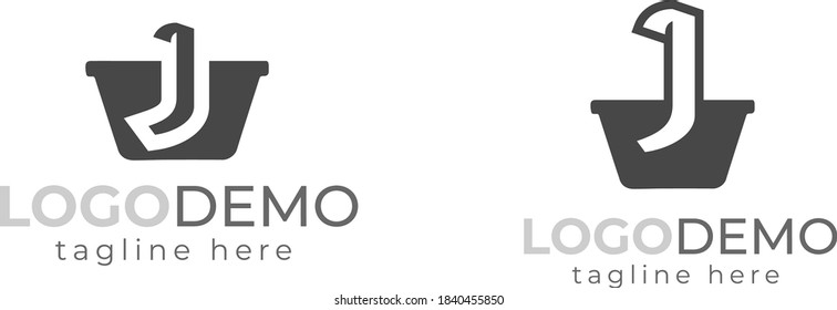 Shopping Basket And initial J latter logo design vector Illustration .