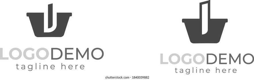 Shopping Basket And initial I latter logo design vector Illustration .