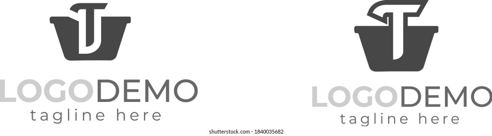 Shopping Basket And initial T latter logo design vector Illustration .